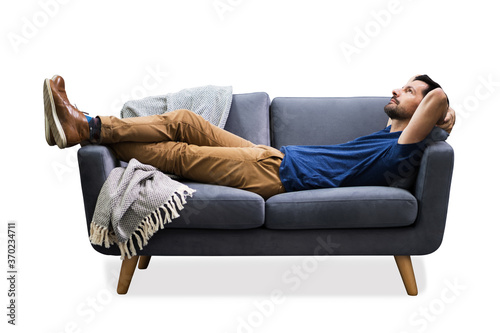 Man Relaxing On Sofa