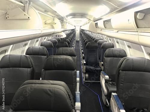 Main cabin of a commuter airliner 