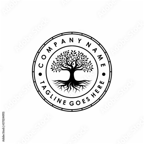 Tree of Life Stamp Seal Emblem Oak Banyan tree logo design inspiration