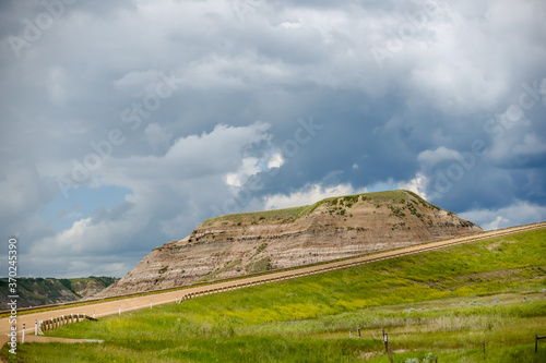 Highways in the farmland outside of Drumheller Alberta