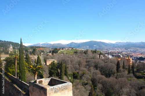 View of Granada city from Alhambra castle, Granada Andalusia, Spain. 