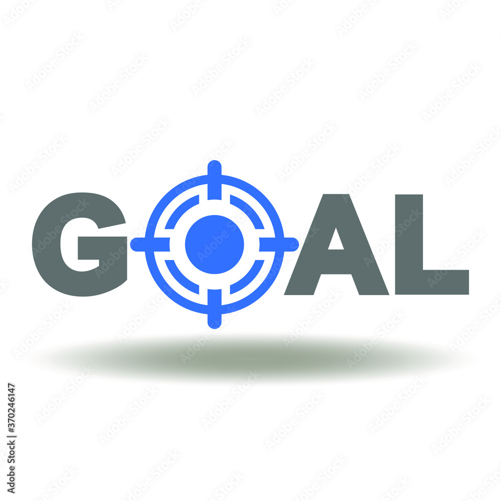 Goal word with aim icon vector. Target business logo. Purpose sign. Goal word with aim icon vector. Target business logo. Purpose sign.