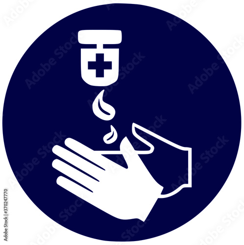 Hände desinfizieren, Symbol, Hinweis, Icon, Corona, Covid-19