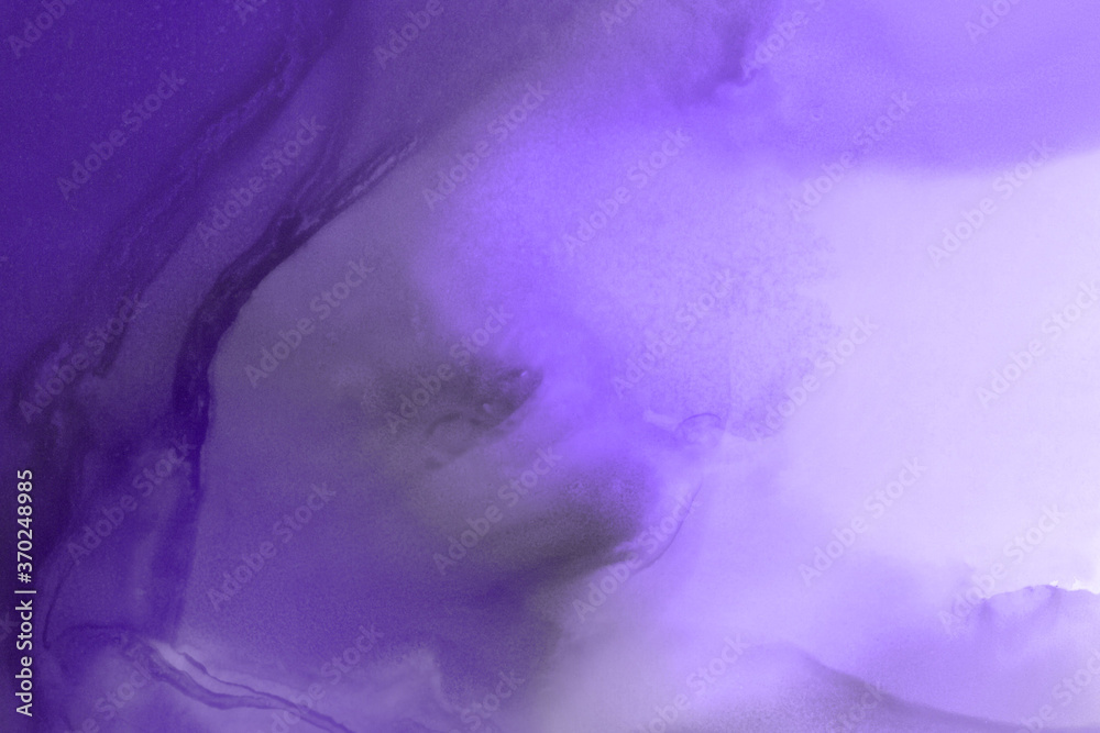 Hand-painted alcohol ink background. Abstract delicate violet texture. Contemporary feminine wallpaper. 