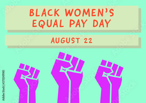 Black Women's Equal Pay Day vector with pink blm fists