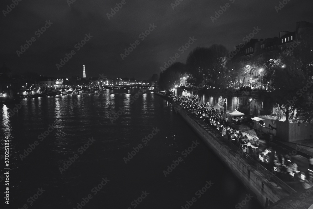 Landscape, night lights, night view, architecture, river