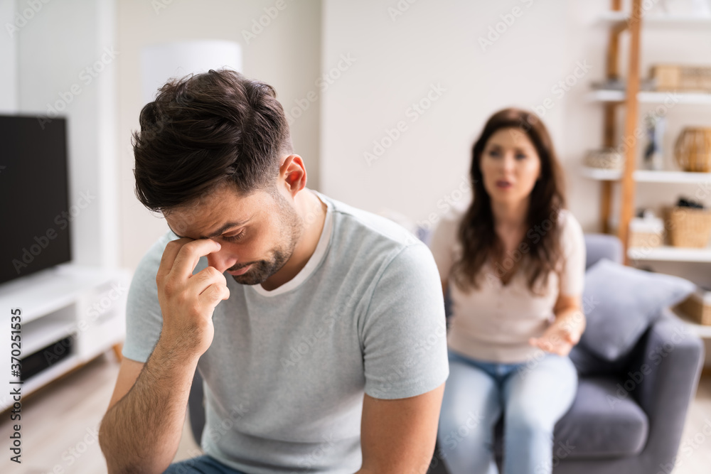 Sad Man Arguing Couple Family Divorce
