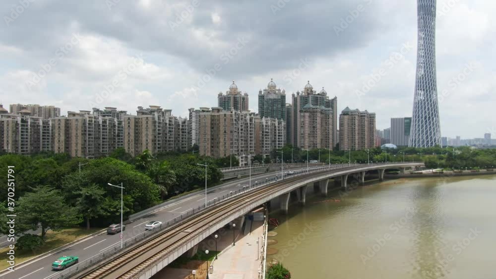 Aerial view of Guangzhou city in China. Drone shot footage 4k(UHD). Aerial view of Guangzhou city in China. Drone shot footage 4k(UHD).
