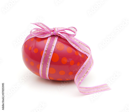 Spotted easter egg with bow pink with loop