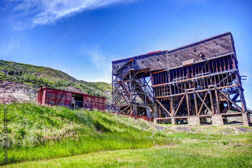 Rustic tipple at the Atlas Coal Mine in East Coulee Alberta