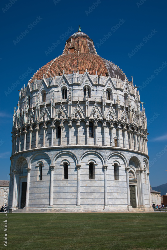 The Baptistery of St. John, Piazza del Duomo (Cathedral Square) also known as Piazza dei Miracoli (Square of Miracles), Pisa, Tuscany, Italy