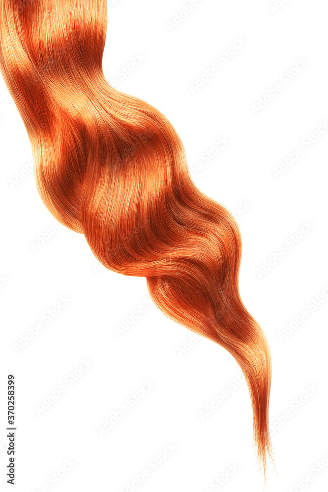 Red shiny hair on white background, isolated Red shiny hair on white background, isolated