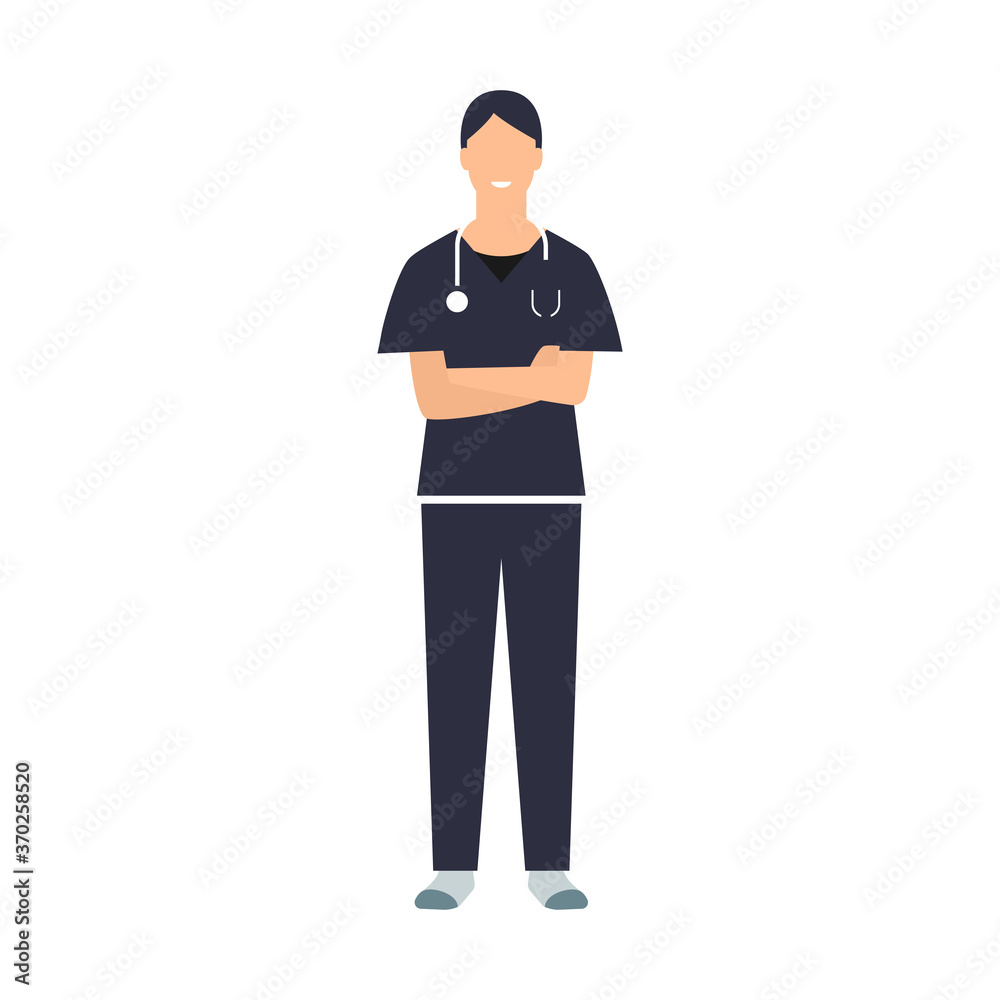 Doctora. Médico o enfermera. Personal de salud. Profesional. Hospital o clínica. Ilustración vectorial estilo plano Doctora. Médico o enfermera. Personal de salud. Profesional. Hospital o clínica. Ilustración vectorial estilo plano