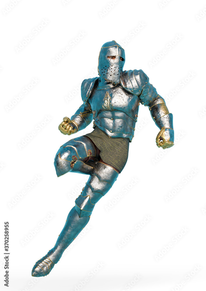 fantasy knight is doing a comic action pose in white background fantasy knight is doing a comic action pose in white background