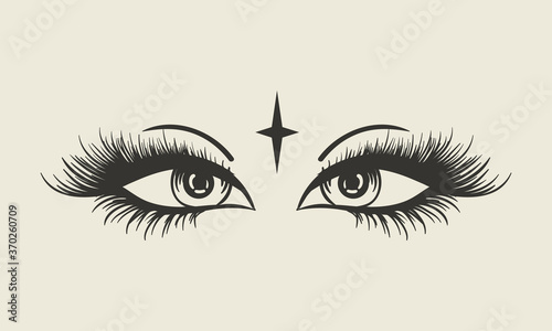 Eyelashes. Mascara single decorative element.