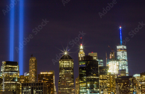 The twin lights from the world trade center, illuminated each September 11. 
