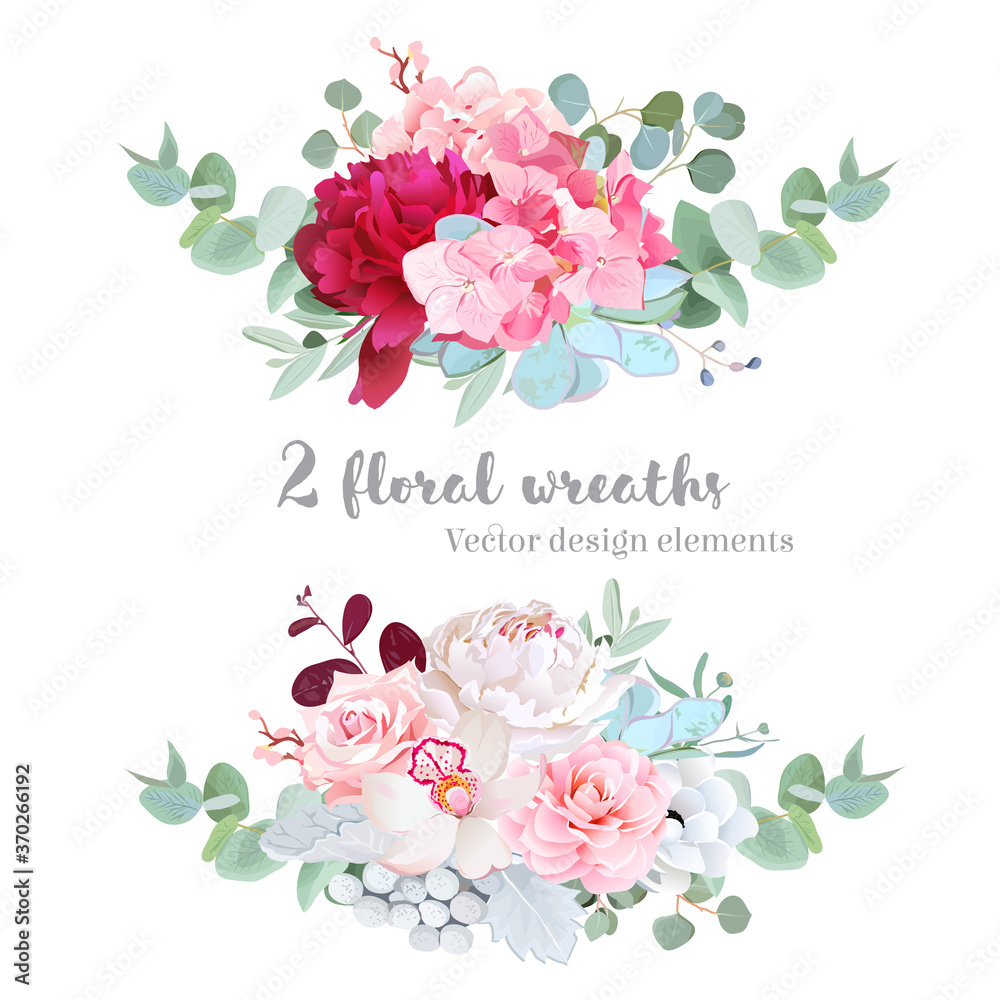 Floral mix wreath vector design set
