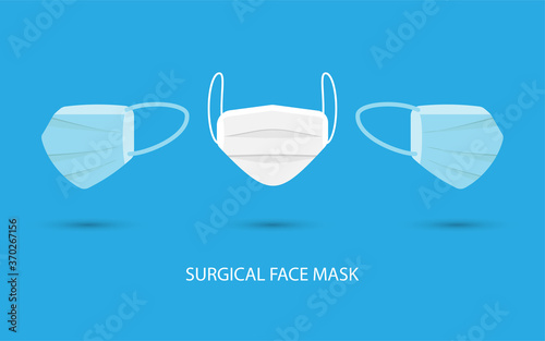 SURGICAL FACE MASK VECTOR ILLUSTRATION IN FLAT STYLE DESIGN