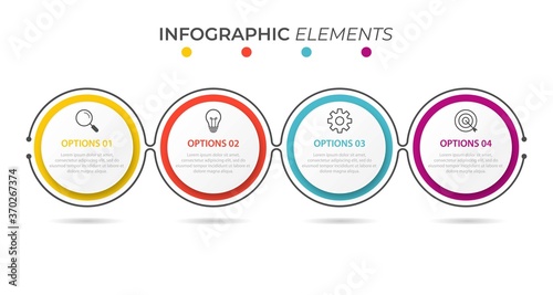 Vector Infographic thin line design with icons and 4 options or steps. Infographics for business concept. Can be used for presentations banner, workflow layout, process diagram, flow chart, info graph