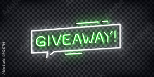 Vector realistic isolated neon sign of Giveaway logo for template decoration and covering on the transparent background.
