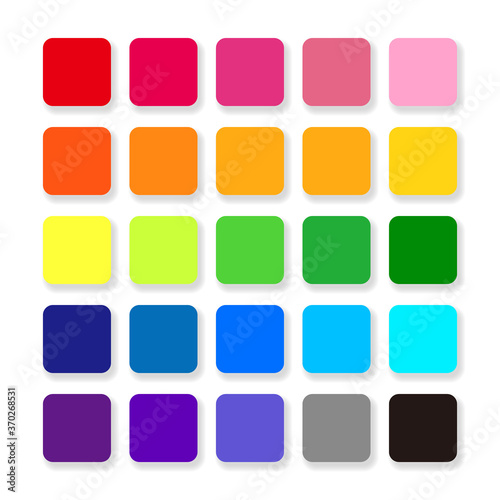 立体の四角いボタンアイコンセット(シャドウ)