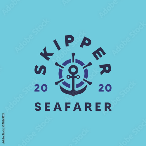 vintage emblem skipper nautical vector logo anchor sailor design