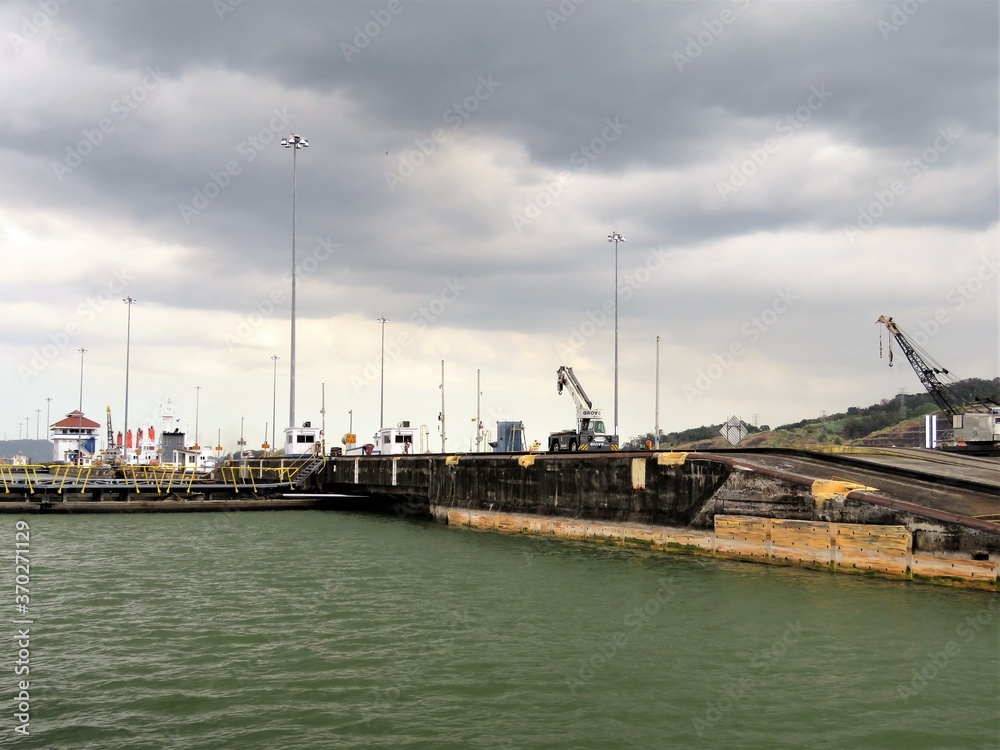 tug boat inside the Panama Locks