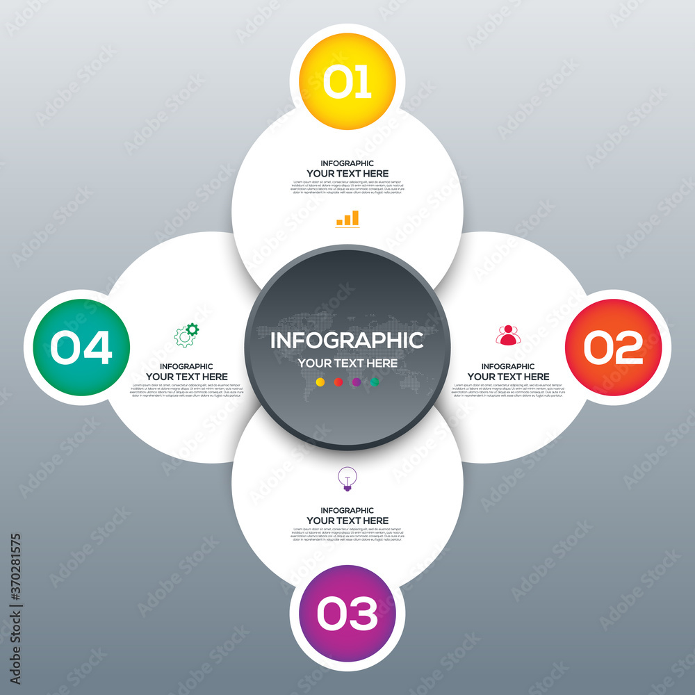 Modern infographic business template and data visualization with 4 options Modern infographic business template and data visualization with 4 options