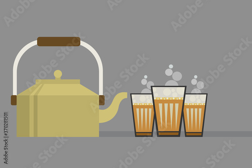 Tea in Indian style glasses and tea pot