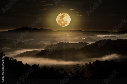 Full moon over mountain