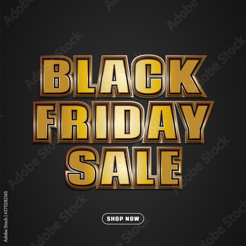 Black Friday sale poster or banner with gold embossed text and dark background