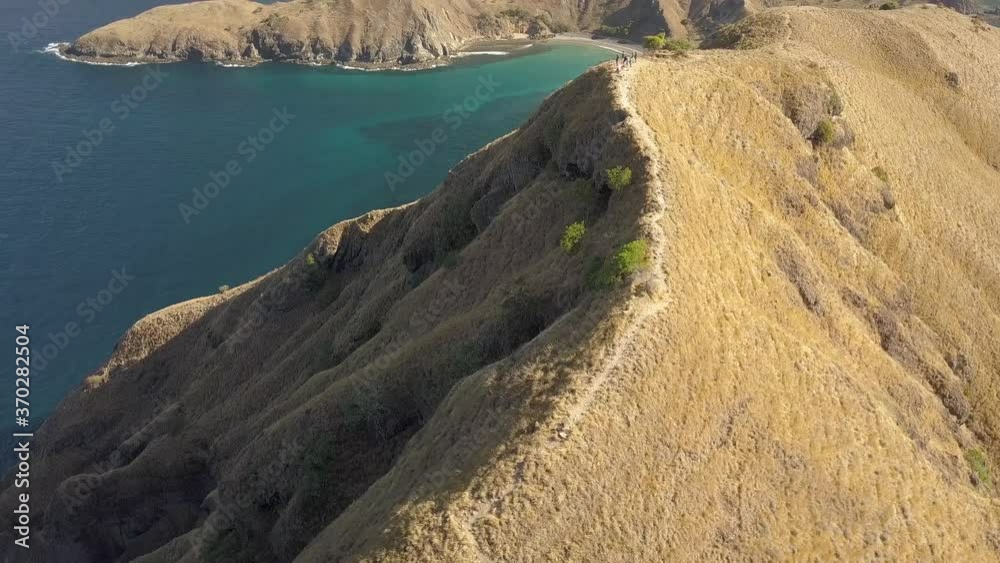 Cinematic Aerial of Tropical Beach and Panorama Viewpoint, Padar Island