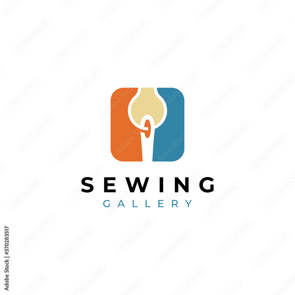 Minimalist Sewing needle Logo. Sew gallery thread vector illustration Minimalist Sewing needle Logo. Sew gallery thread vector illustration