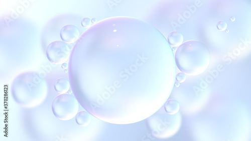 Blue water bubbles background. 3D illustration