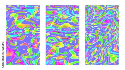 Versicolored templates, hippie or kids background set, posters and cover designs. Vivid paint on canvas, full hd size for social media story