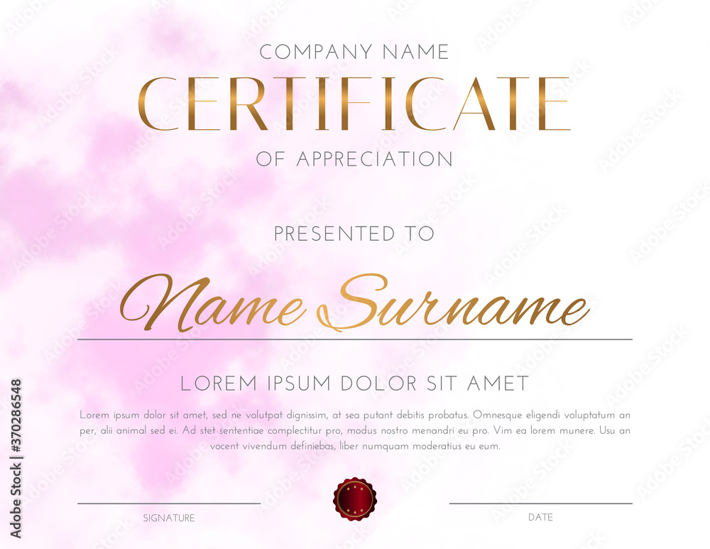 Feminine Pink Certificate Design