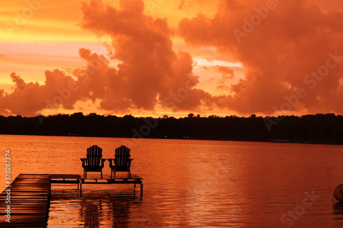 silhouette of empty chairs