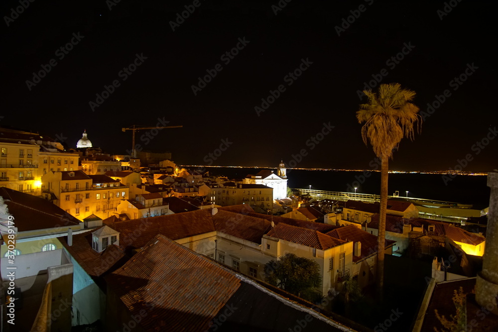 Portugal, cityscape of the night of Lisbon