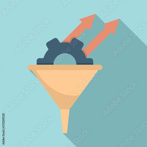 Conversion rate gear funnel icon. Flat illustration of conversion rate gear funnel vector icon for web design