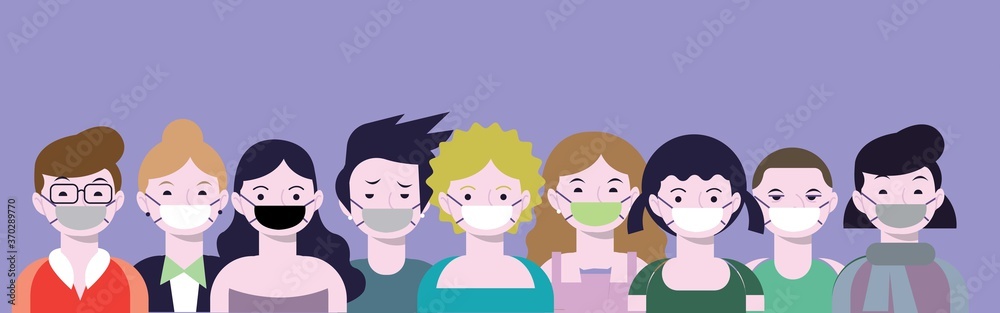 Set of avatars in medical masks.
Set of avatars in medical masks.