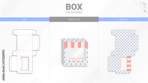 Box packaging and moackup die cut template