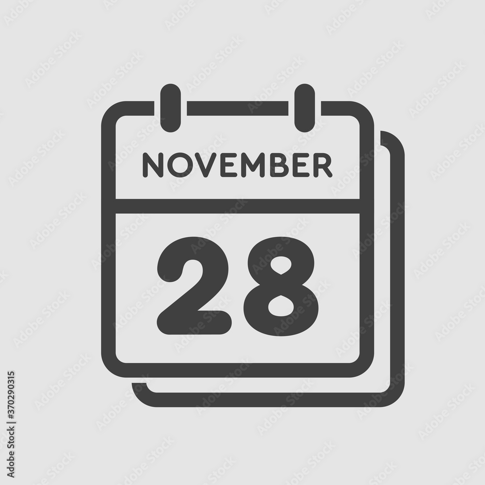 Calendar icon day 28 November, template icon day Calendar icon day 28 November, template icon day