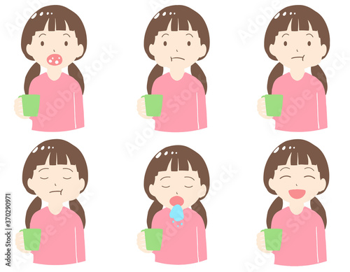 うがいをする女の子　線無し