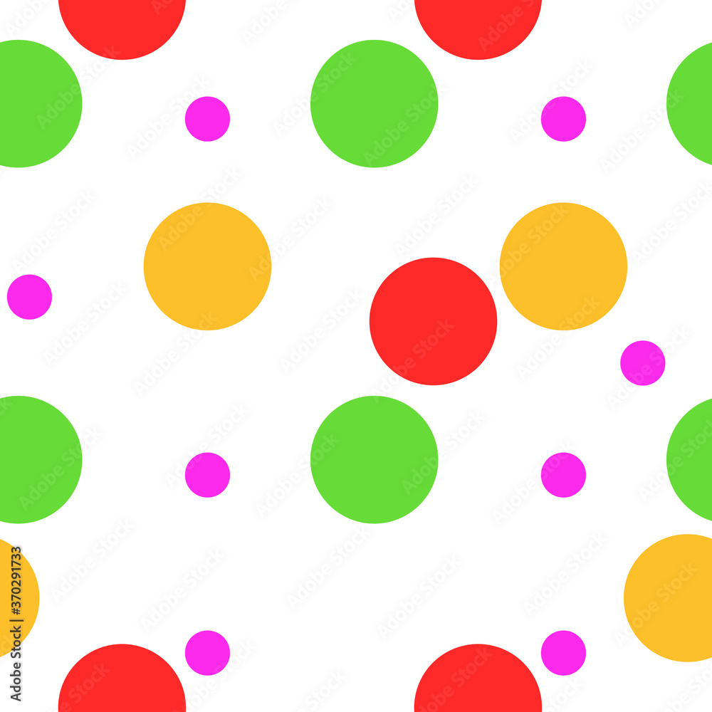 Multicolored balls, cheerful childish design. Vector seamless pattern background. Art continuous illustration. Hand drawn abstract art modern