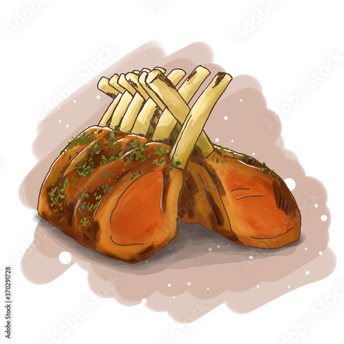 Illustration of grilled Rack of lamb 