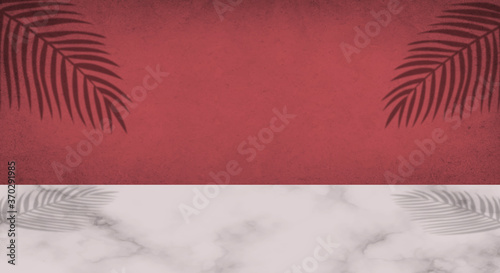 abstract background for product presentation with marble table and cinnamon walls color