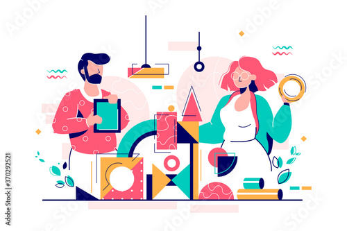 Young man and woman building service