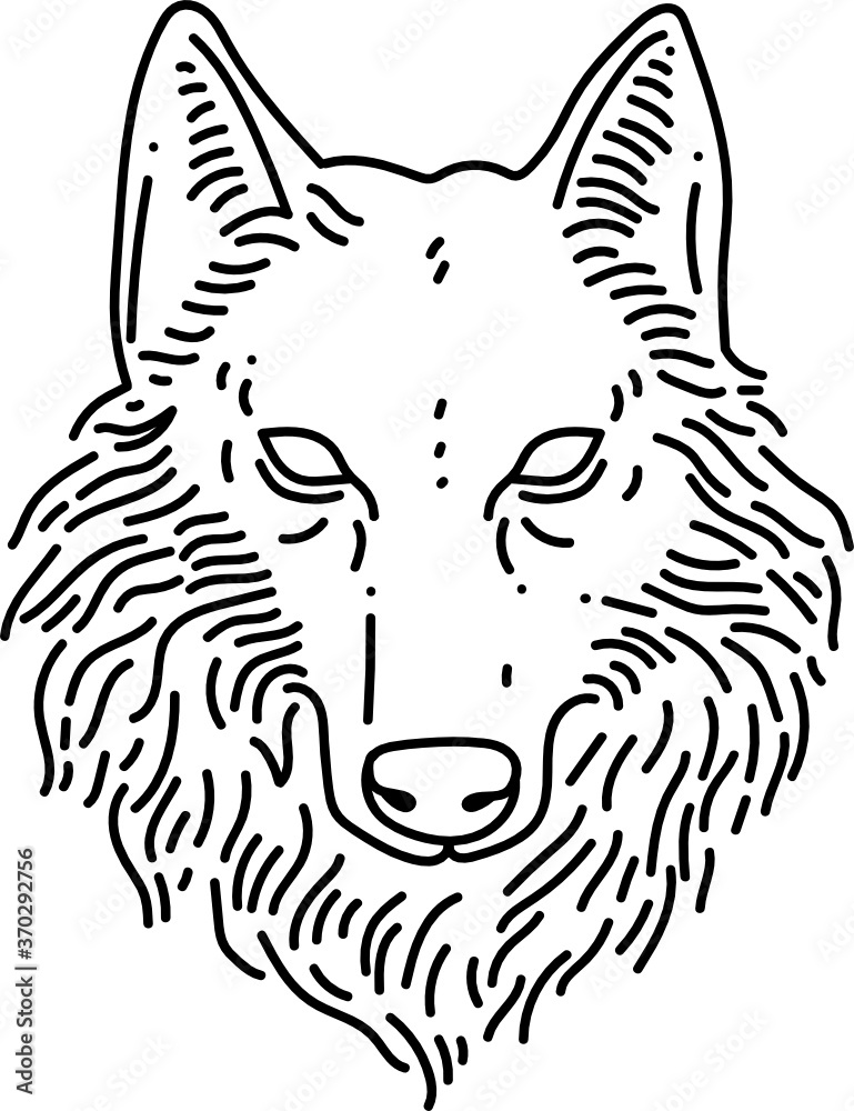 Wolf Head Line Art