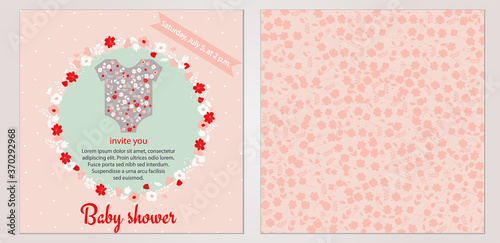 Baby shower with body and flowers, vector illustration