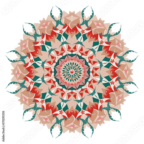 Colorful ethnic mandala design, hand drawn vector illustration